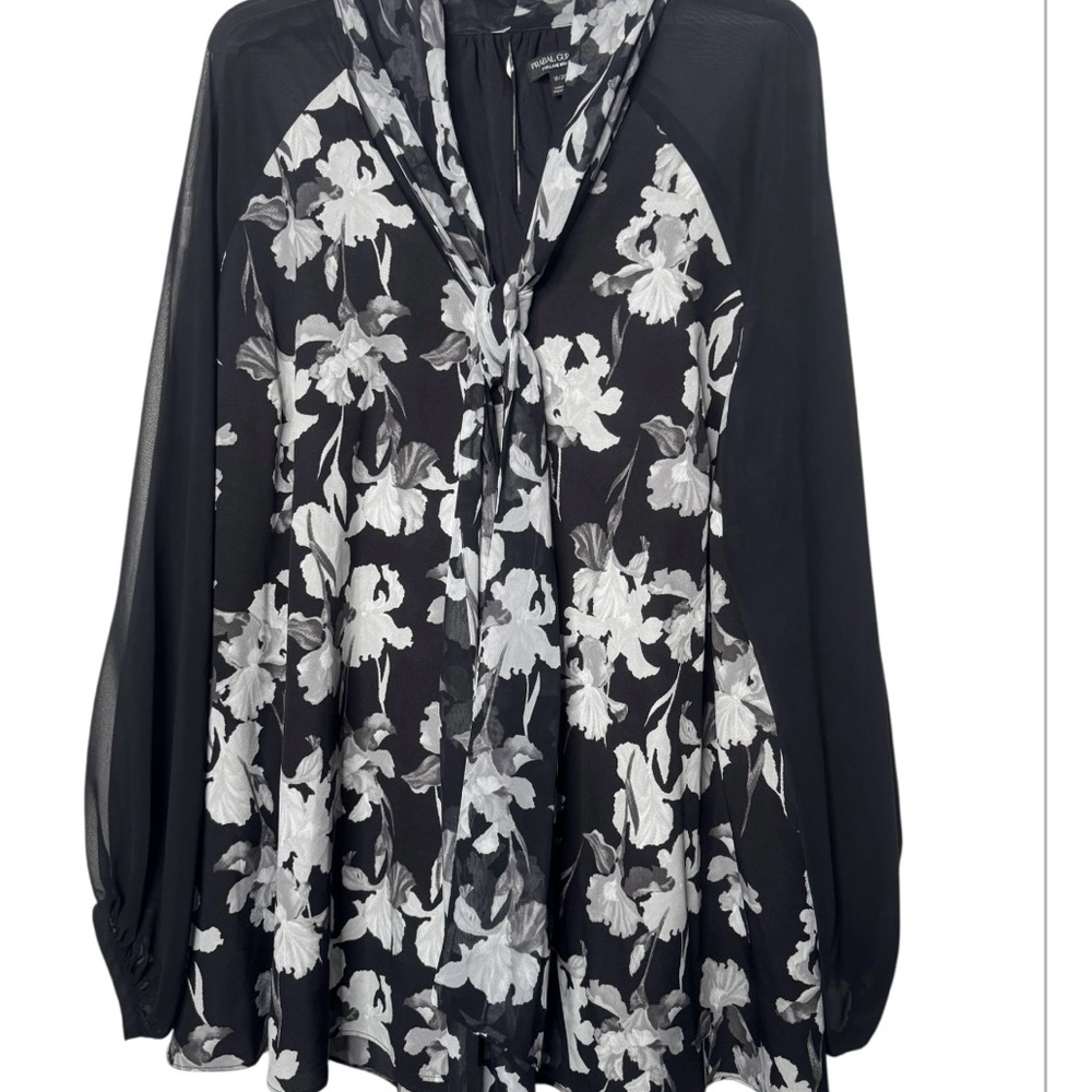 Prabal Gurung Black and White Floral Blouse